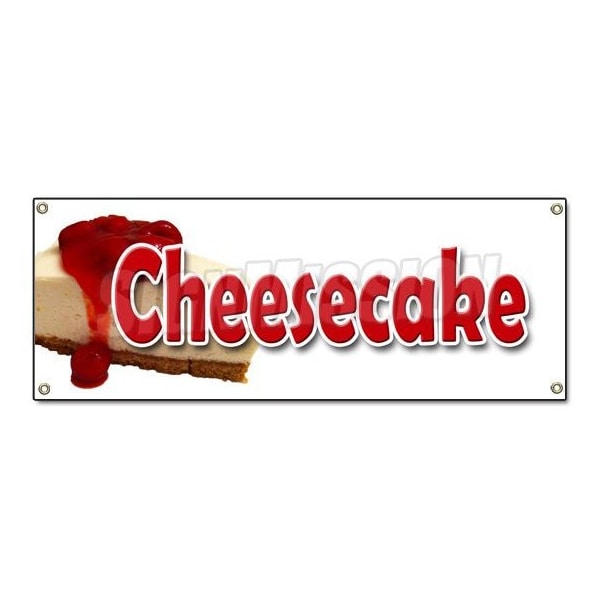 CHEESECAKE BANNER SIGN bakery crust cream cheese strawberry cake baker filling